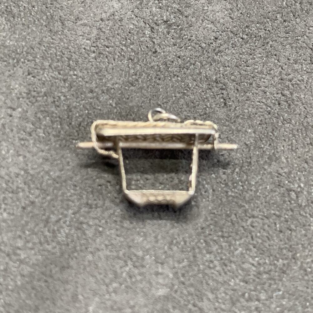 Vintage Asian Style Grass Tram Cart Artisan Made Sterling 925 Silver Charm